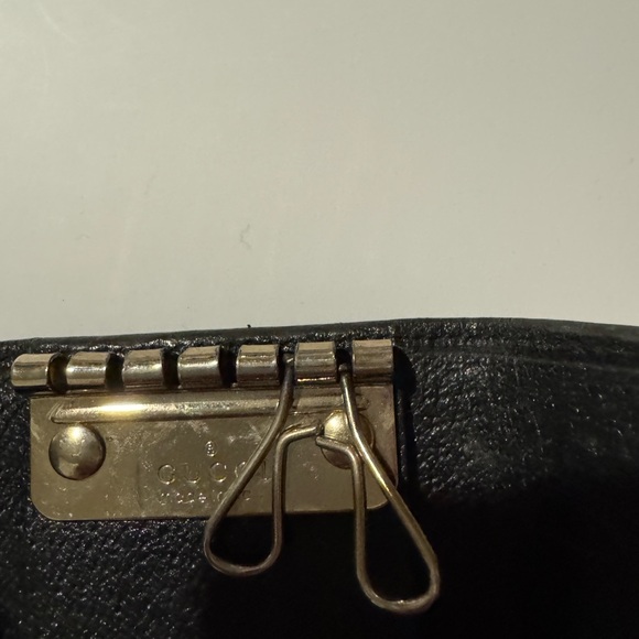 Gucci GG Monogram Black Key & Card Holder with Gold Accent